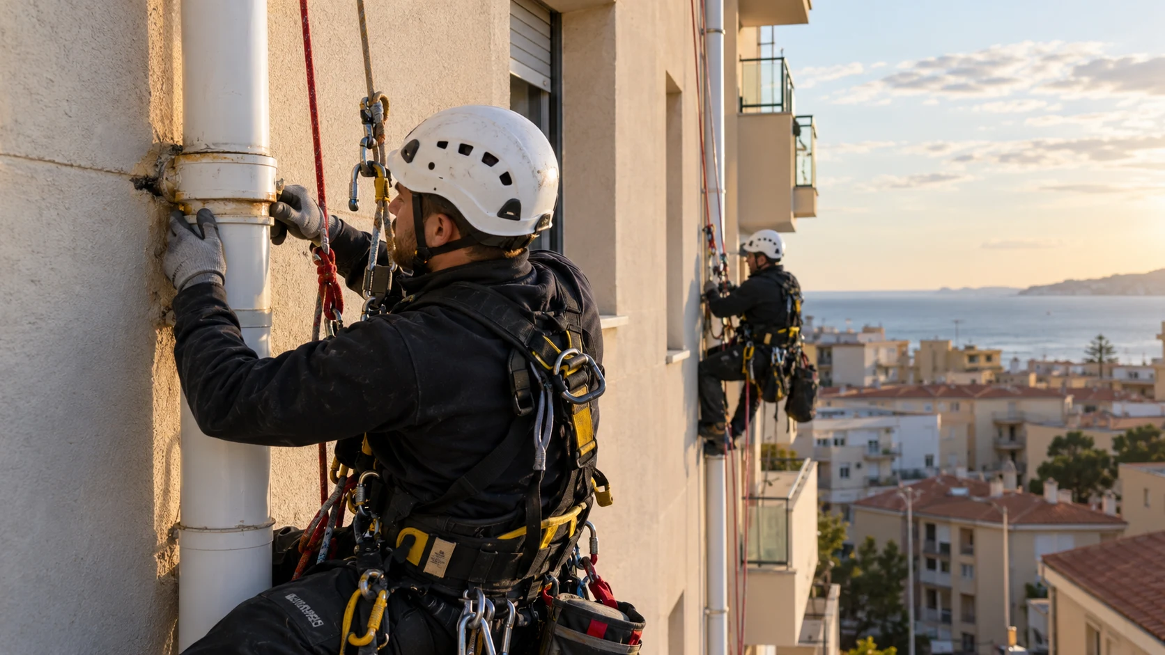 Reparación de bajante en altura
