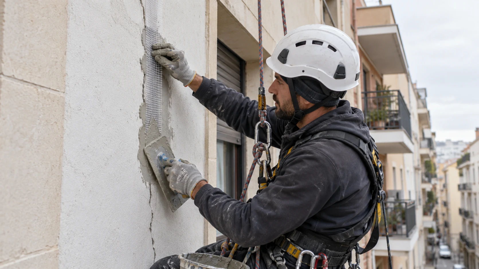 Reparación de fisura con malla en altura
