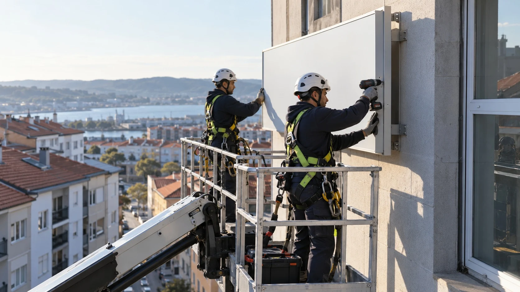 Instalación y retirada de rótulos y lonas en altura · imagen de contenido
